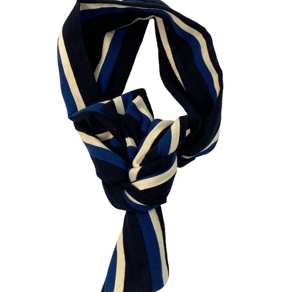 Banana Republic Stripe Wool Scarf Navy White Winter Accessory 70" x 9" 7338 - Picture 5 of 6